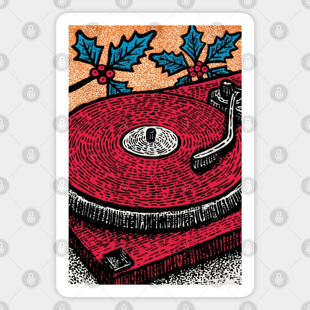 Red Vinyl Turntable | For the Record Collector Magnet by TuncGK